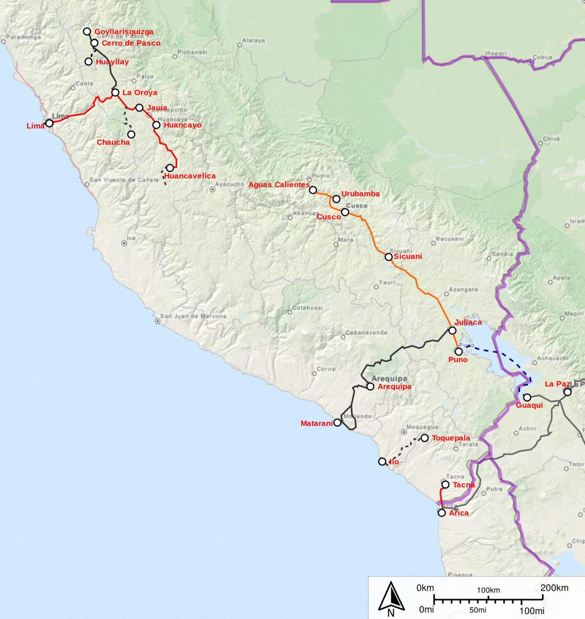 Peru peta kereta api