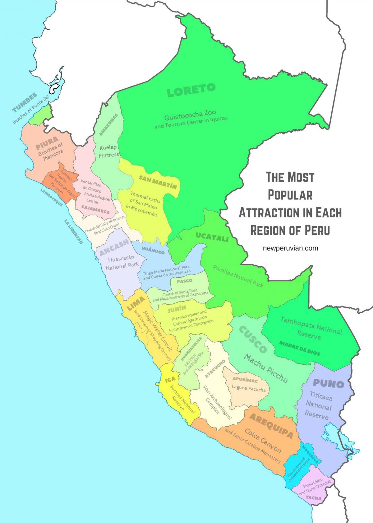 peta Peru tarikan pelancong